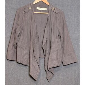 Daughters of the Liberation Anthropologie Linen Drape Jacket Grey Small Military